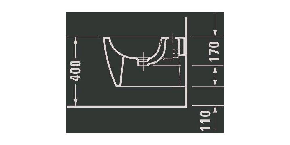 Duravit Wand-Bidet ME by Starck COMPACT m ÜL m HLB 370x480mm 1 HL we-1
