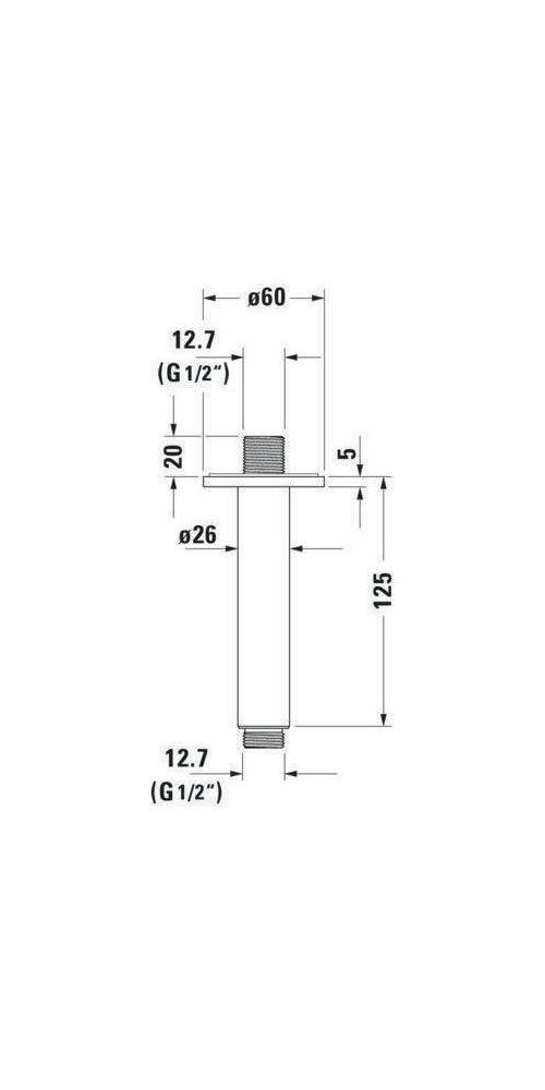 Duravit Brausearm Deckenans. runde Rosette 125mm chrom-1