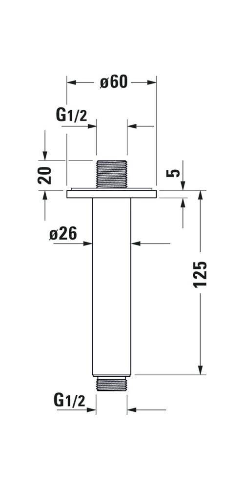 Duravit Brausearm Deckenans. runde Rosette 125mm chrom-2