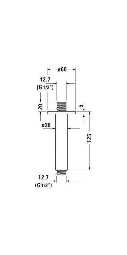 Duravit Brausearm Deckenans. runde Rosette 125mm chrom-3