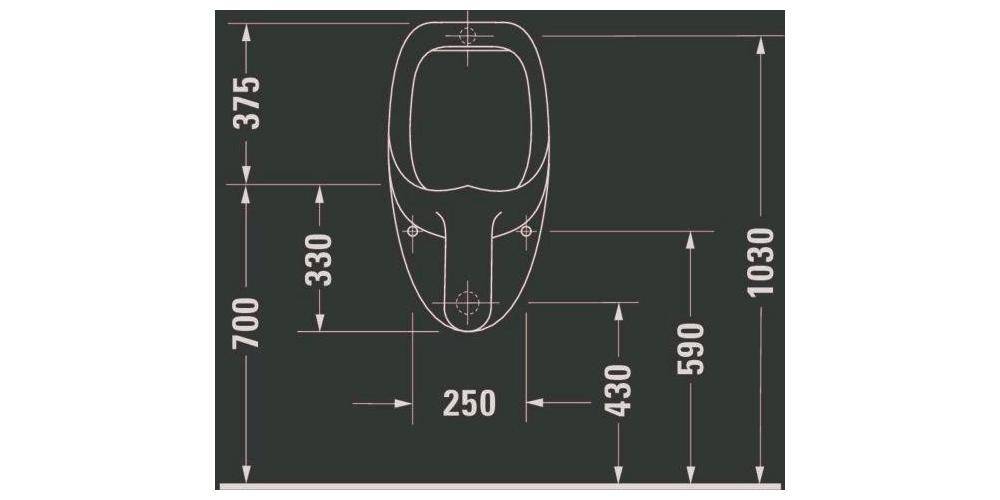 Duravit Urinal BEN 370x350mm o Fliege Zul v hinten weiß WG-1