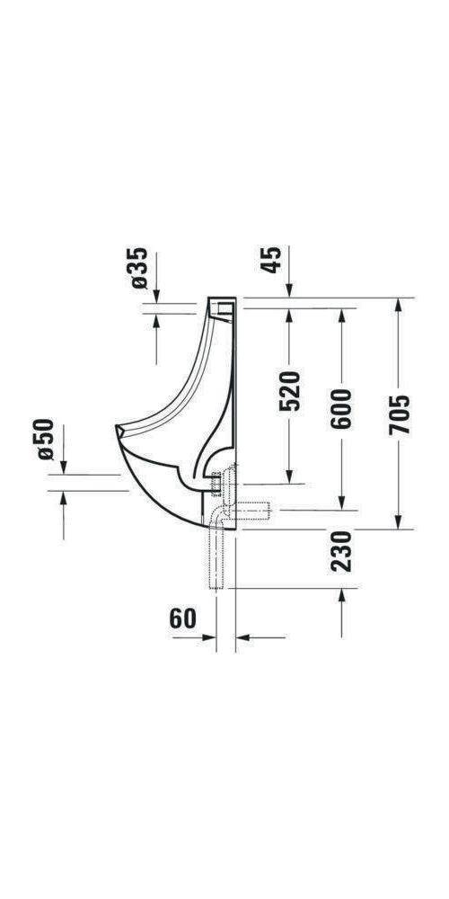 Duravit Urinal BEN 370x350mm o Fliege Zul v hinten weiß WG-2