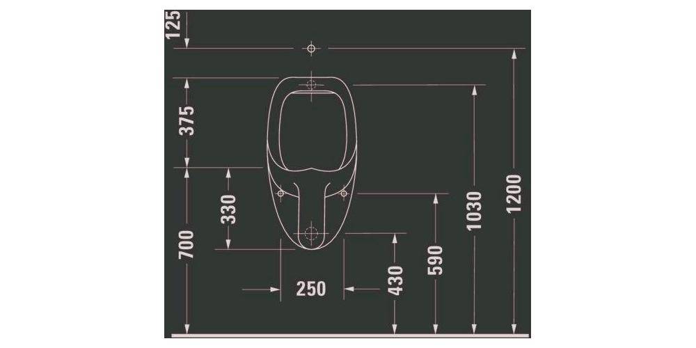 Duravit Urinal BEN 370x350mm o Fliege Zul v hinten weiß WG-3
