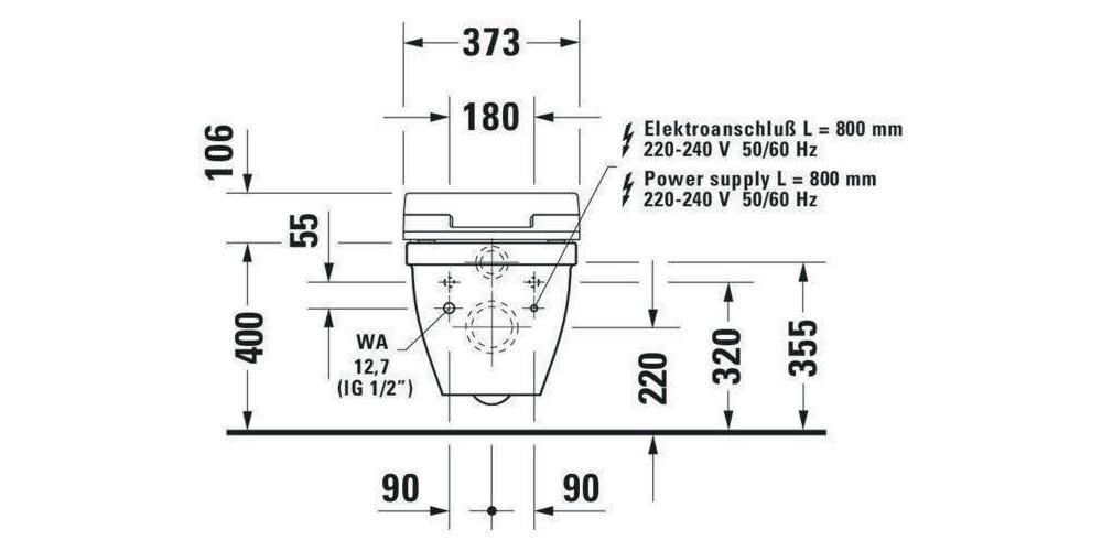 Duravit Wand-WC STARCK 3 ti 370x620mm SensoWash HG we-1
