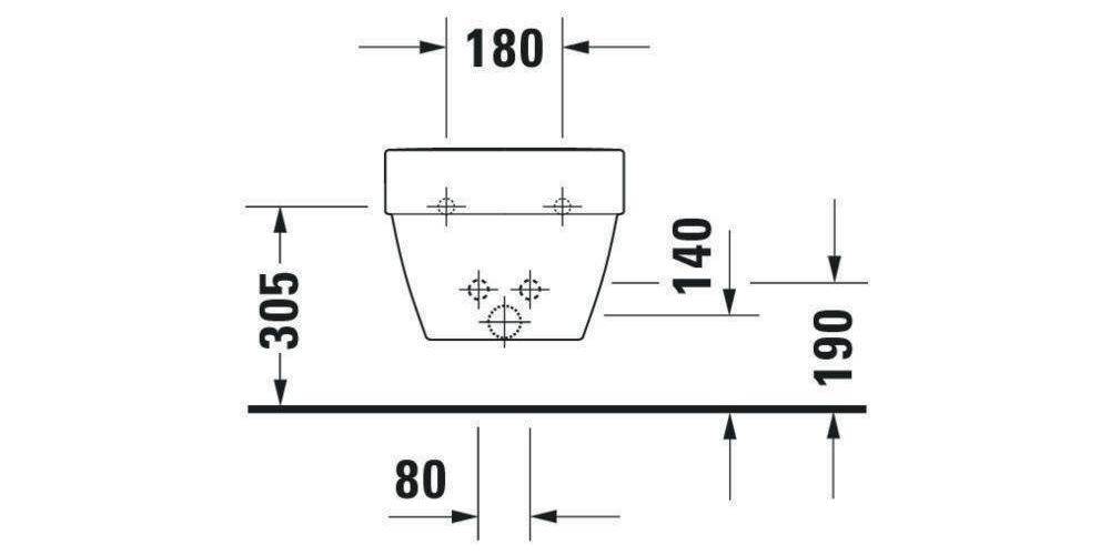 Duravit Wand-Bidet VERO AIR m ÜL HLB 370x570mm 1 HL we WG-3