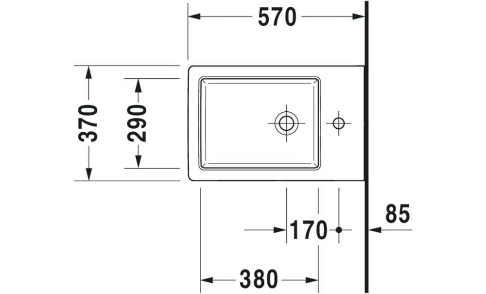 Duravit Wand-Bidet VERO AIR m ÜL HLB 370x570mm 1 HL we WG-4