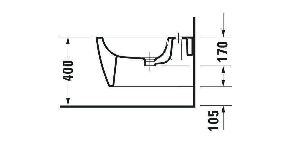 Duravit Wand-Bidet ME by Starck m ÜL m HLB 370x570mm 1 HL we sdm WG-2