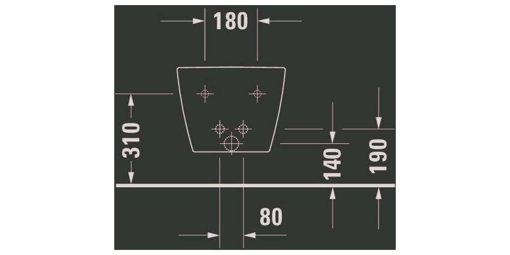 Duravit Wand-Bidet ME by Starck m ÜL m HLB 370x570mm 1 HL we sdm WG-4