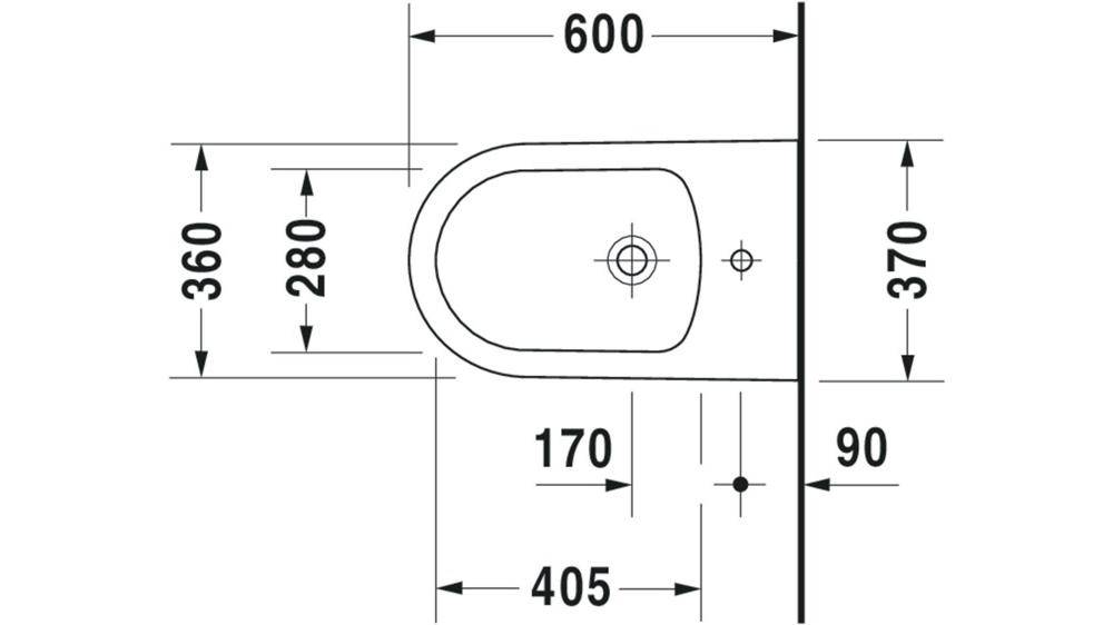 DU Stand-Bidet 600mm ME by Starck Weiß Seidenmatt,m.HL,m.HLB,1 HL,BTW, WG-3