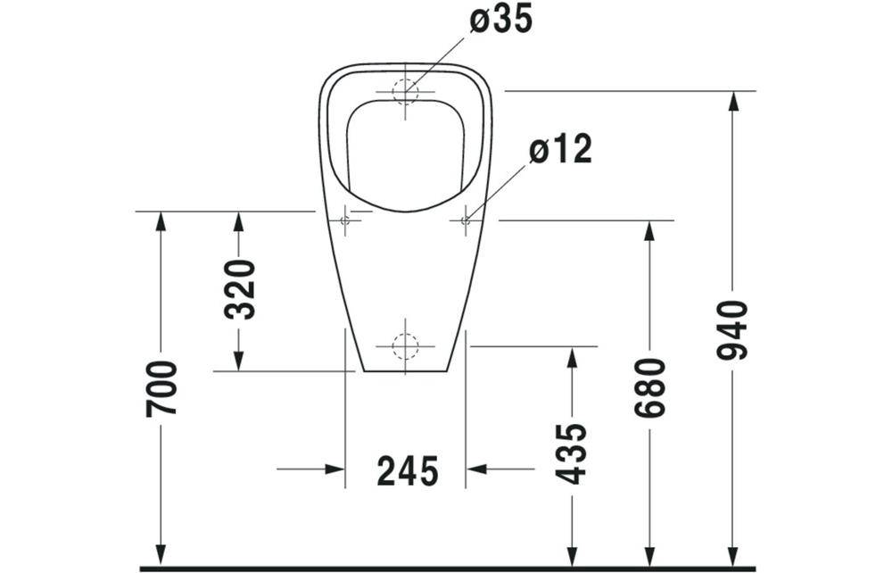Duravit Urinal DURAPLUS 345x315mm Zul v hint ohne Fliege weiß WG-1