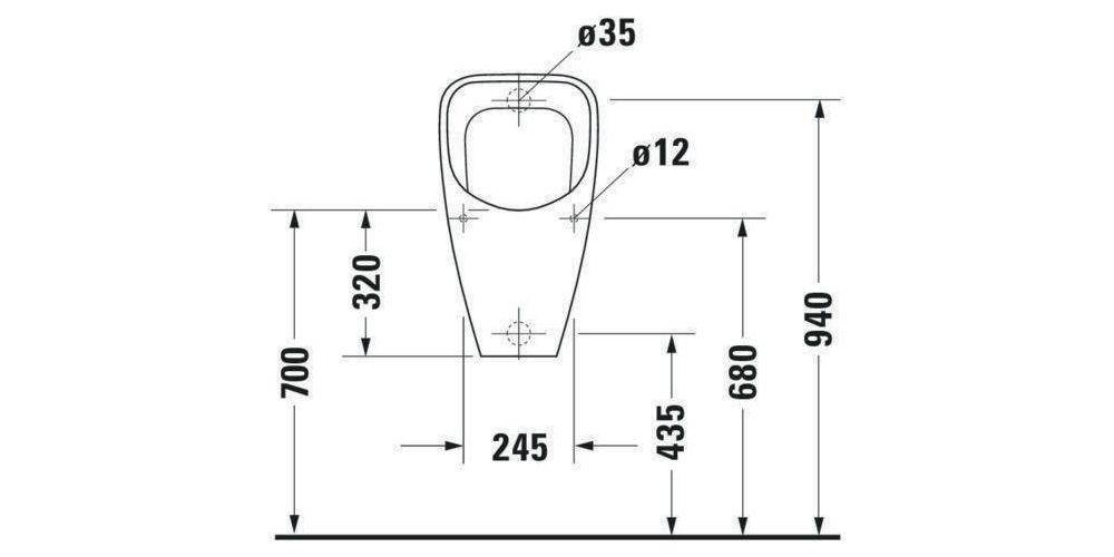 Duravit Urinal DURAPLUS 345x315mm Zul v hint ohne Fliege weiß WG-3