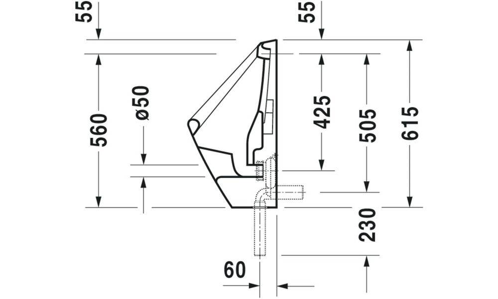 Duravit Urinal DURAPLUS 345x315mm Zul v hint ohne Fliege weiß WG-4