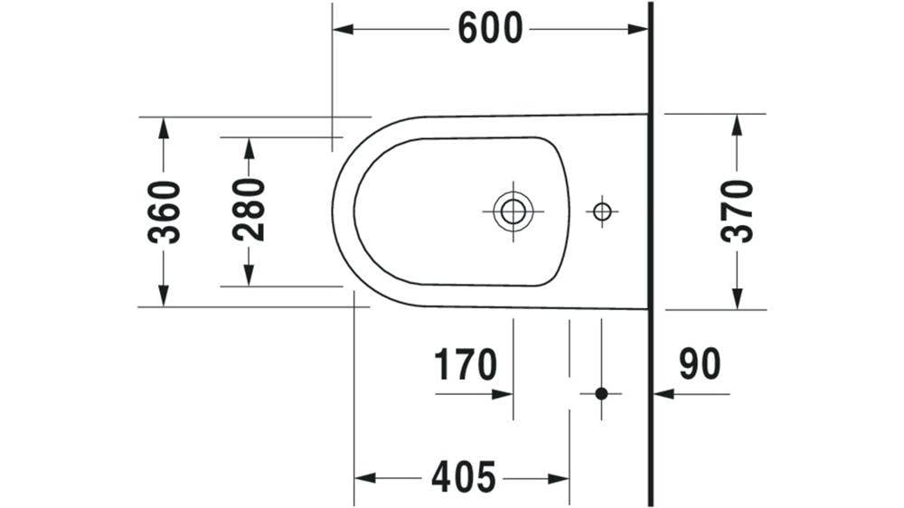 DU Stand-Bidet 600mm ME by Starck Weiß Seidenmatt, m. HL, m. HLB, 1 HL, BTW-3