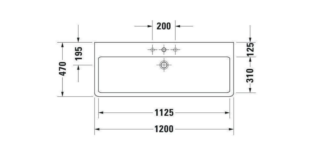 Duravit Waschtisch VERO m ÜL HLB 1200x470mm geschl 2 HL we WG-2