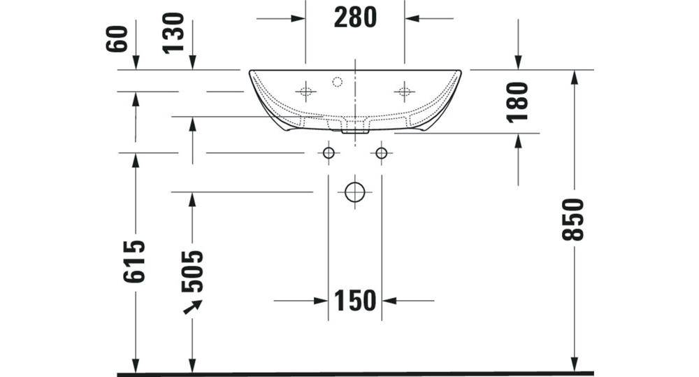Duravit Waschtisch ME by Starck compact m ÜL HLB 600x400mm 1 HL we WG-1