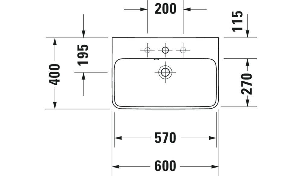 Duravit Waschtisch ME by Starck compact m ÜL HLB 600x400mm 1 HL we WG-2