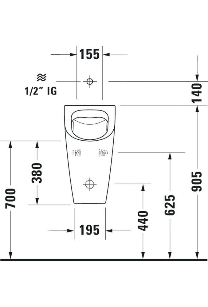Duravit Urinal ME by Starck RIMLESS 0,5 l Zul von oben ohne Fliege weiß WG-2