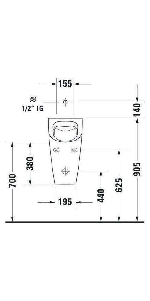 Duravit Urinal ME by Starck RIMLESS 0,5 l Zul von oben ohne Fliege weiß WG-3