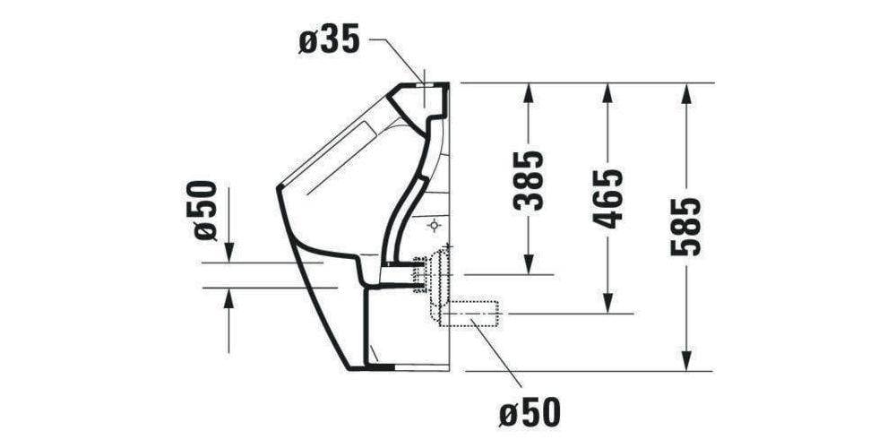 Duravit Urinal ME by Starck RIMLESS 0,5 l Zul von oben ohne Fliege weiß WG-4