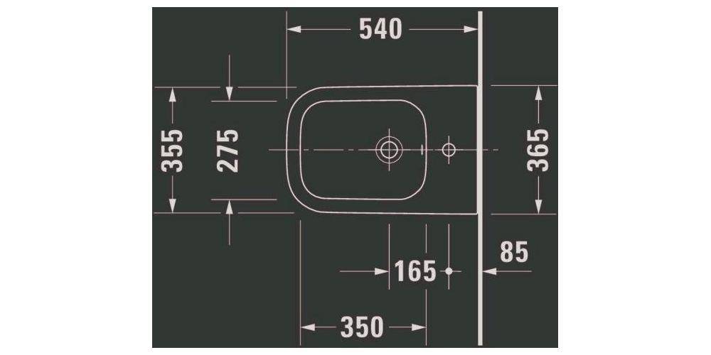 Duravit Wand-Bidet HAPPY D.2 m ÜL HLB 355x540mm 1 HL anthr matt WG-1