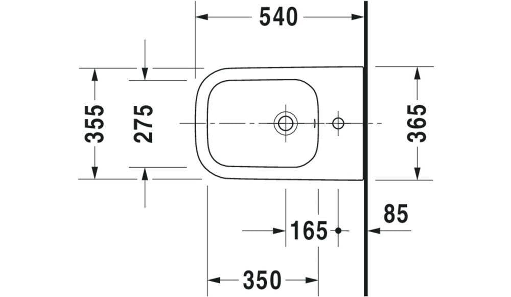 Duravit Wand-Bidet HAPPY D.2 m ÜL HLB 355x540mm 1 HL anthr matt WG-3