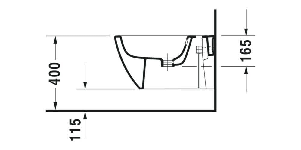 Duravit Wand-Bidet HAPPY D.2 m ÜL HLB 355x540mm 1 HL anthr matt WG-4