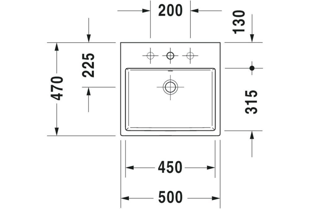 Duravit Aufsatzbecken VERO AIR o ÜL m HLB geschli 500x470mm o HL we WG-2