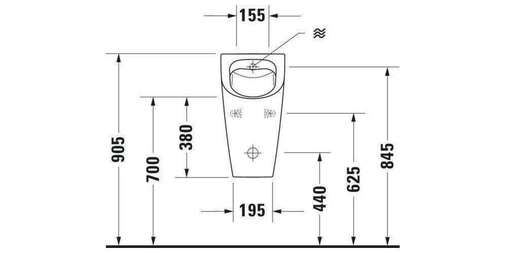 Duravit Urinal ME by Starck RIMLESS 0,5 l Abgang waagerecht ohne-2