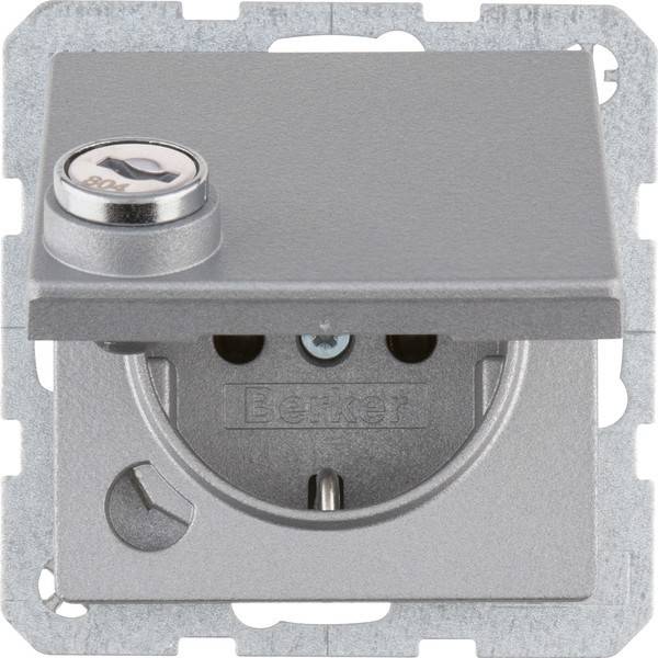 Berker SCHUKO-Steckdose alu/mt 41636084-0