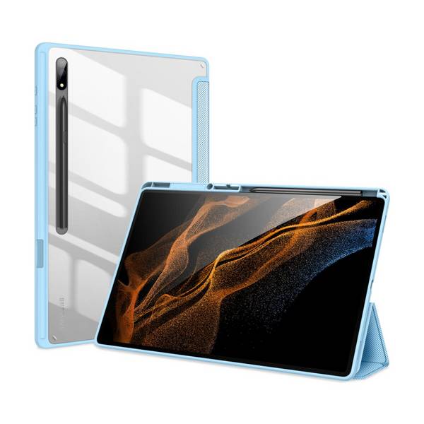 Dux Ducis Toby Eco-Leather Tablet-Ledertasche für Samsung Galaxy Tab S8 Ultra mit Smart-Sleep Stifthalter Blau