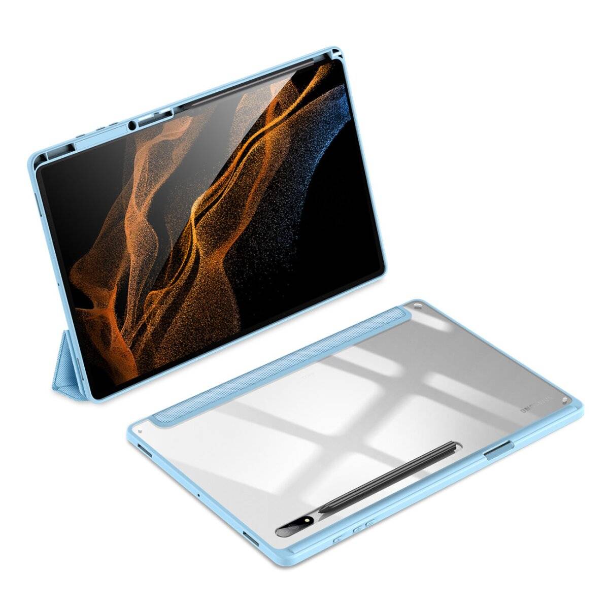 Dux Ducis Toby Eco-Leather Tablet-Ledertasche für Samsung Galaxy Tab S8 Ultra mit Smart-Sleep Stifthalter Blau-1