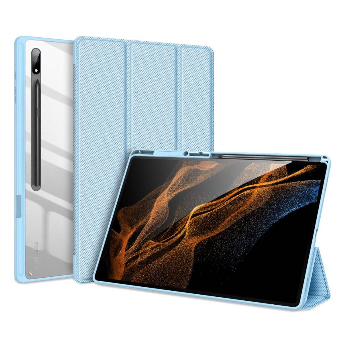 Dux Ducis Toby Eco-Leather Tablet-Ledertasche für Samsung Galaxy Tab S8 Ultra mit Smart-Sleep Stifthalter Blau-2