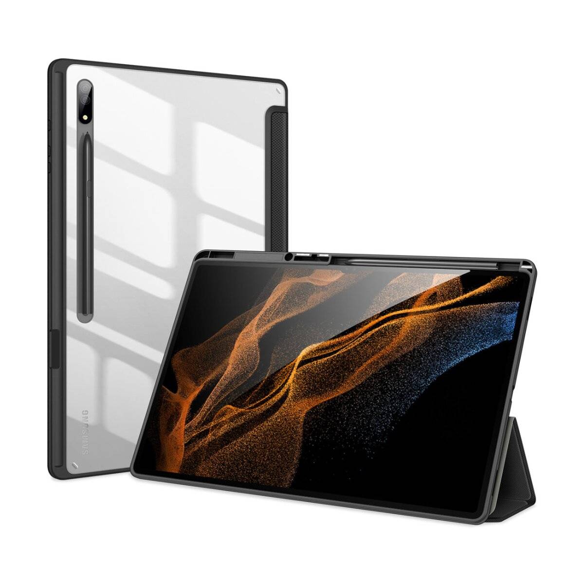 Dux Ducis Toby Eco-Leather Tablet-Ledertasche für Samsung Galaxy Tab S8 Ultra mit Smart-Sleep Stifthalter Schwarz-1