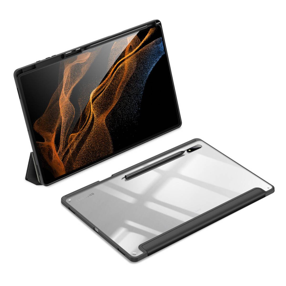 Dux Ducis Toby Eco-Leather Tablet-Ledertasche für Samsung Galaxy Tab S8 Ultra mit Smart-Sleep Stifthalter Schwarz-2