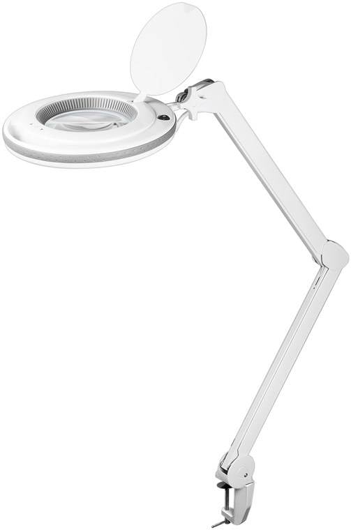 Goobay 60362 LED Lupenleuchte mit Tischklemme Ø 127mm Kristall Linse 3 Dioptrien Lupe mit Licht dimmbar Lupenlampe Weiß-0