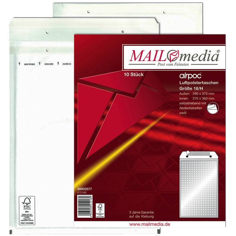 MAILmedia Luftpolster-Versandtaschen, Typ 18/H, weiß, 27 g-1
