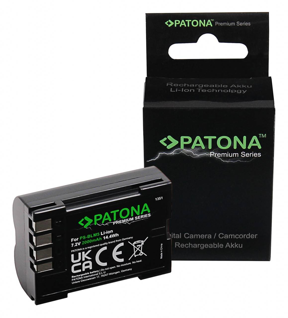 PATONA Premium Akku f. Olympus BLM1 BLM5 E1 E3 E5 E300 E330 E500 E510 E520 C-8080 C-7070 C-5060-0