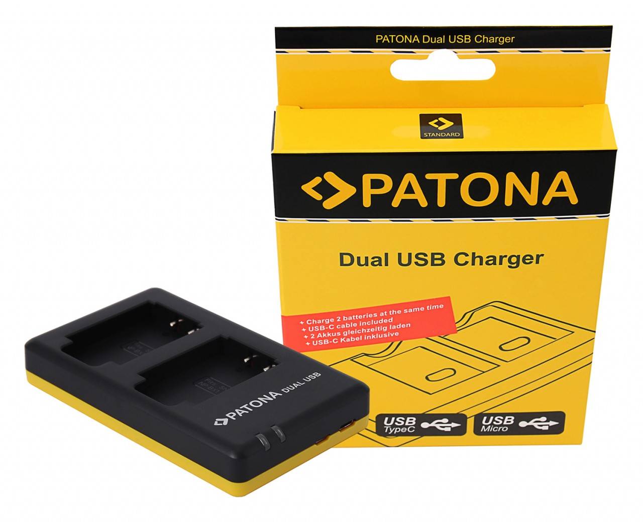 PATONA Dual Schnell-Ladegerät f. Sony NP-BX1 NPBX1 inkl. USB-C Kabel-0