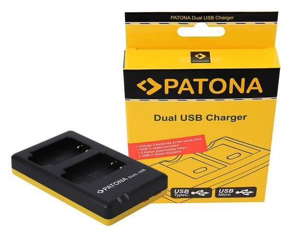 PATONA Dual Schnell-Ladegerät f. Sony NP-BX1 NPBX1 inkl. USB-C Kabel
