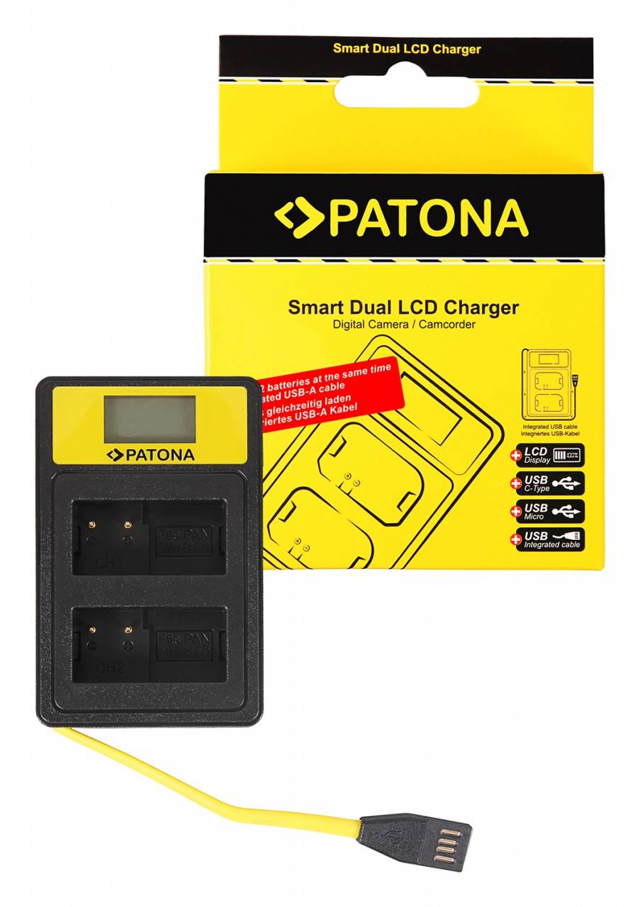 PATONA Smart Dual LCD USB Ladegerät f. Leica Panasonic DMW-BLC12PP V-Lux 4 Panasonic DMW-BLC12PP