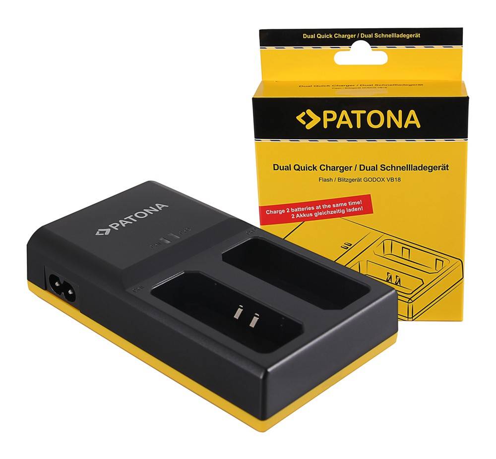PATONA Dual Ladegerät f. GODOX VB18 VB19 VING V850 Flash V860 Flash-0