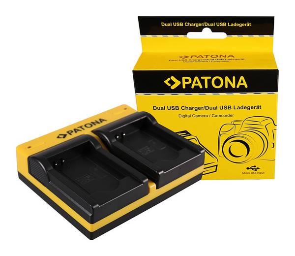 PATONA Dual Ladegerät f. Panasonic DMW-BCL7 Lumix F5 FH50 FS50 SZ3 SZ9 XS1 inkl. Micro-USB Kabel
