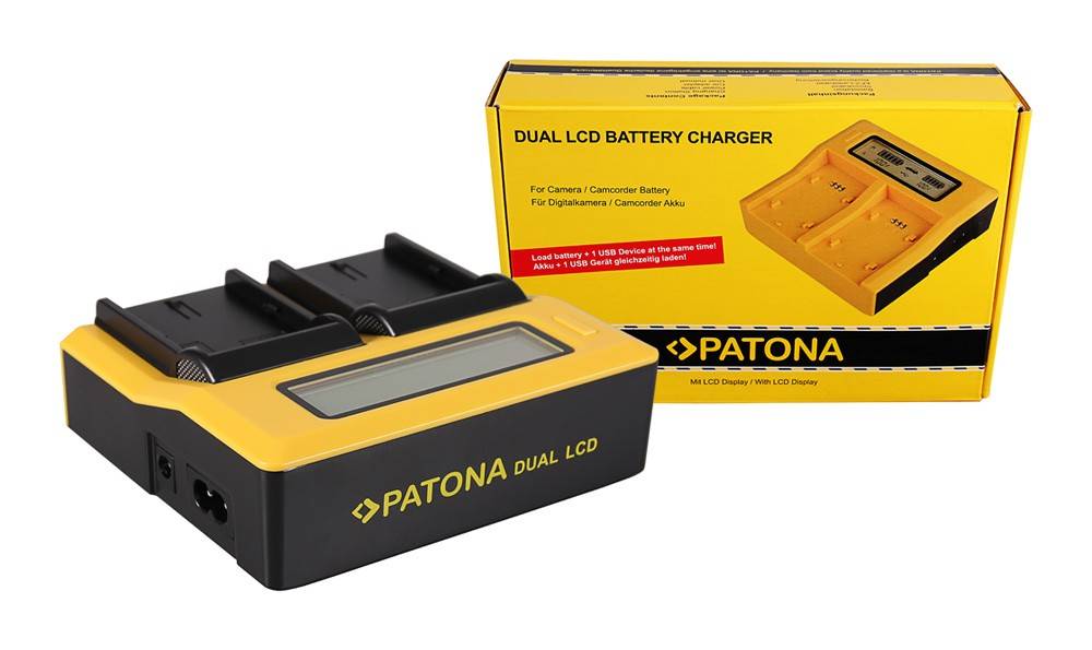 PATONA Dual LCD USB Ladegerät f. Canon LPE6 LP-E6-0