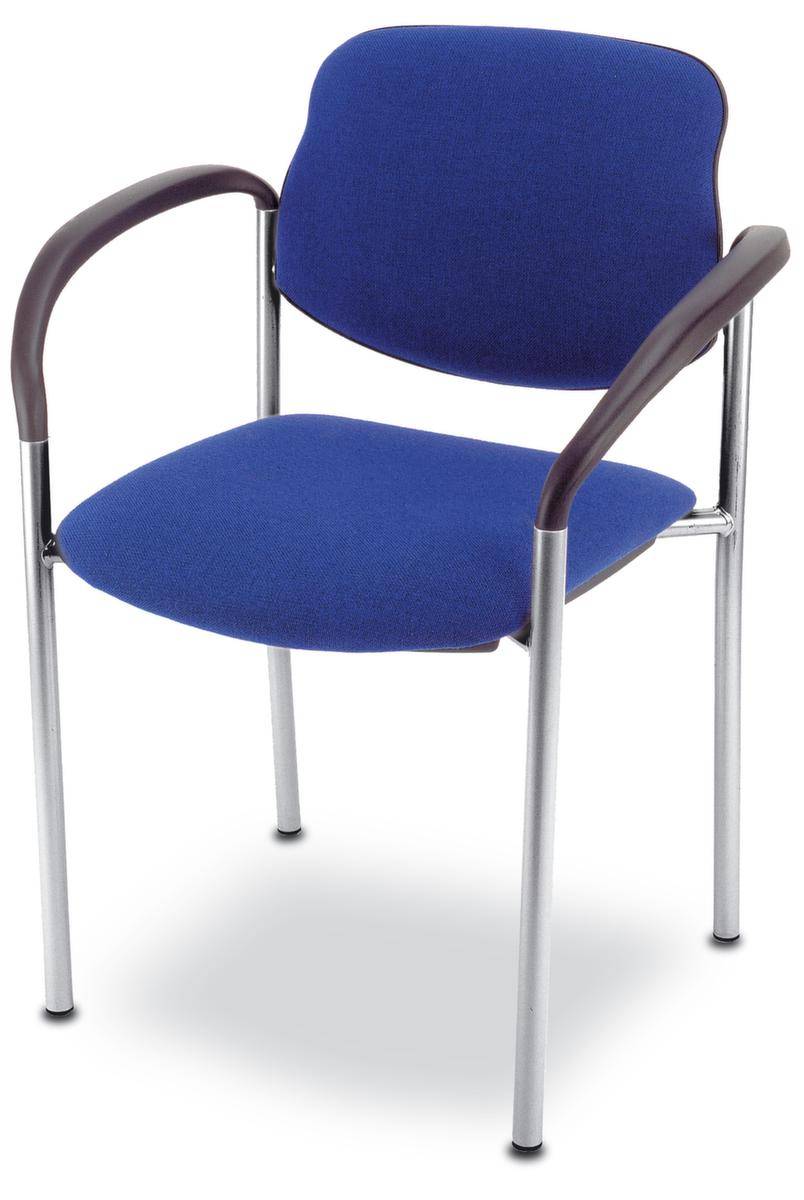 Besucherstuhl,4-Fuß Rundrohr verchromt,m. Armlehnen,Sitz Stoff blau,Rücken Kunstfaser blau,Rückenform gerade-0