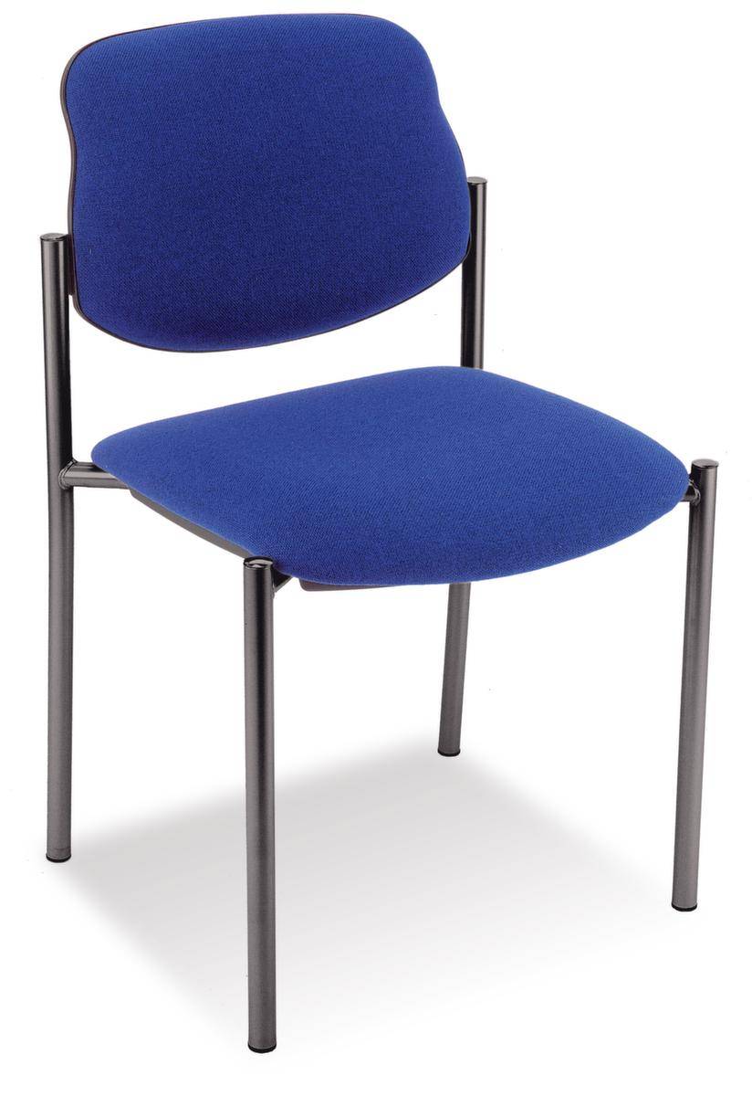 Besucherstuhl,4-Fuß Rundrohr schwarz,Sitz Stoff blau,Rücken Kunstfaser blau,Rückenform gerade-0