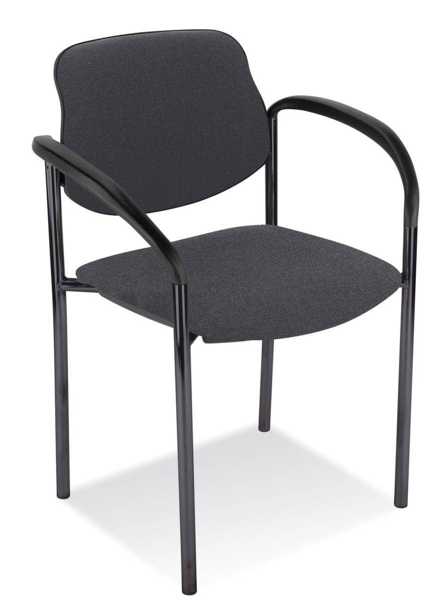 Besucherstuhl,4-Fuß Rundrohr schwarz,m. Armlehnen,Sitz Stoff anthrazit,Rücken Kunstfaser anthrazit,Rückenform gerade-0