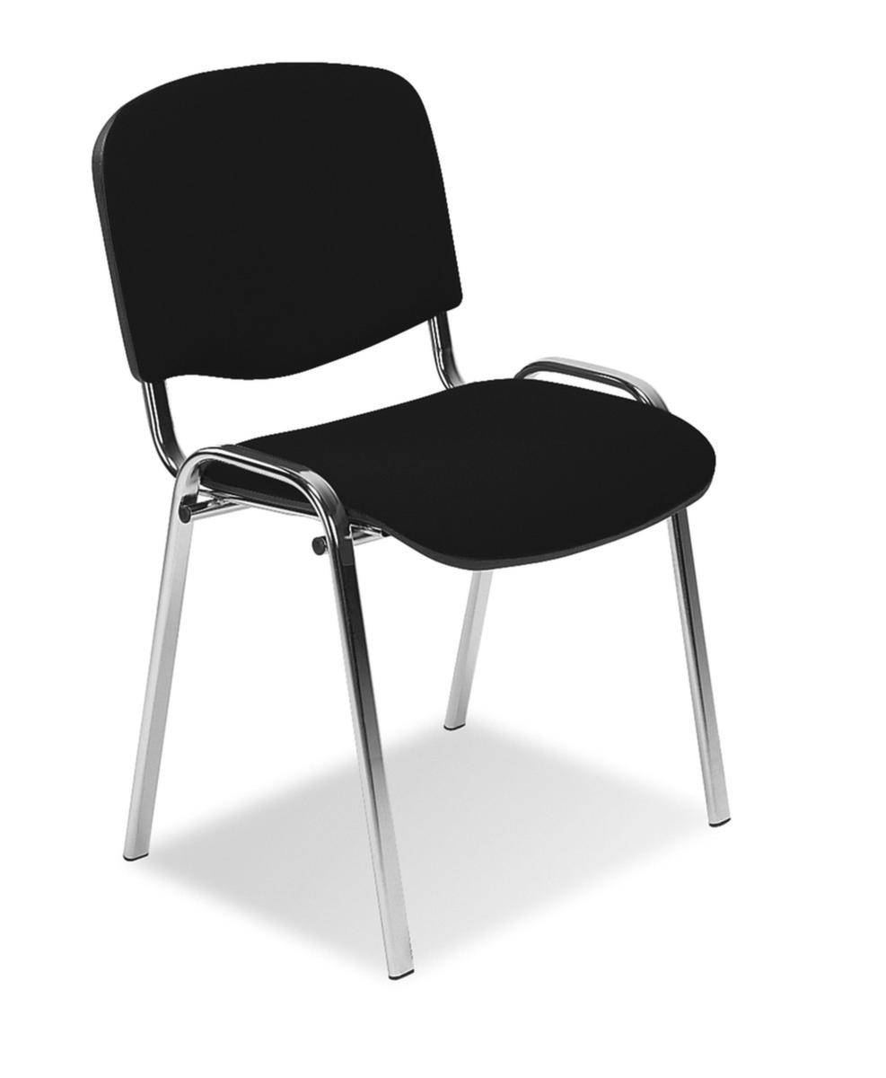 Besucherstuhl,4-Fuß Ovalrohr verchromt,Sitz Stoff schwarz,Rücken Stoff schwarz,Rückenform gerade-0