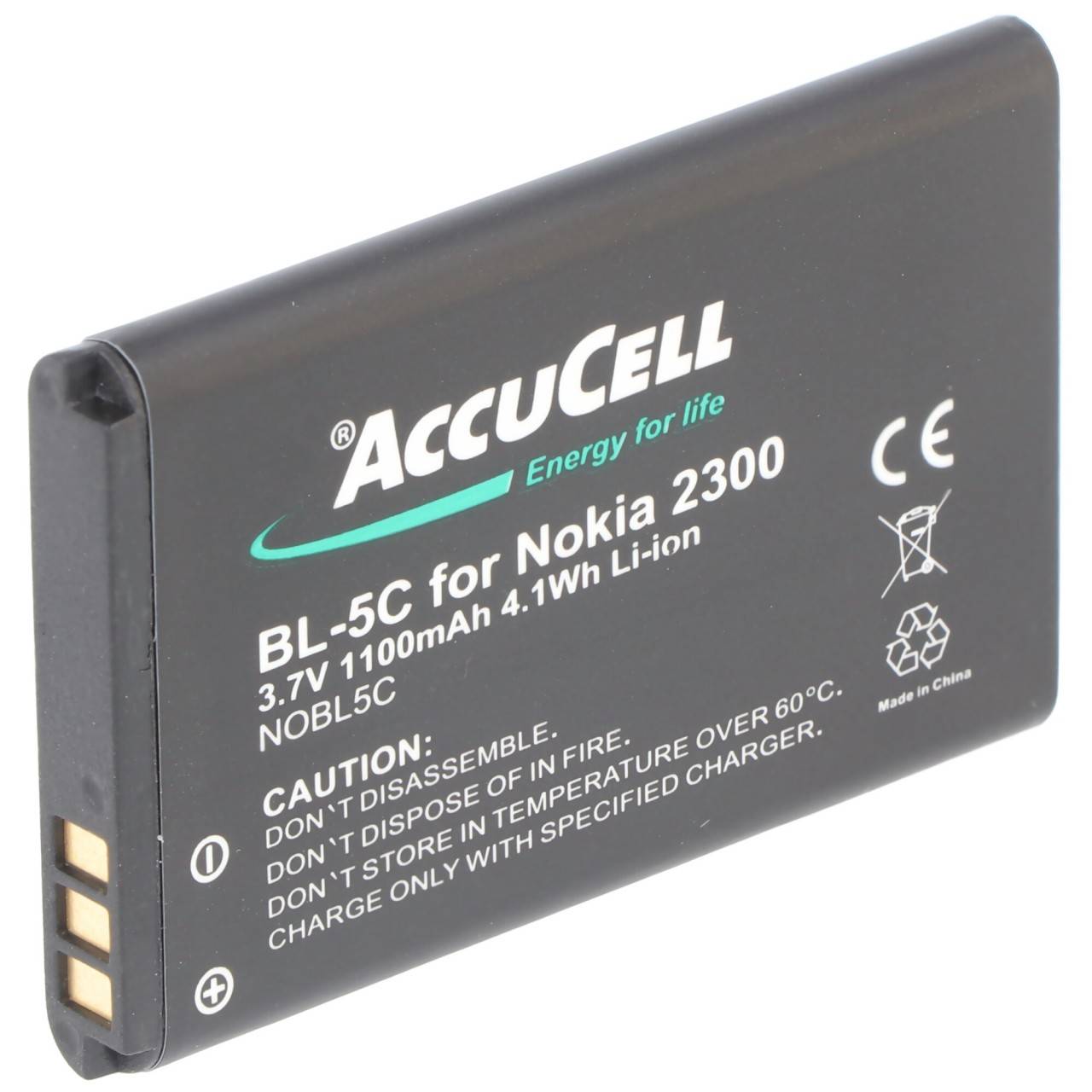 Akku passend für Nokia BL-5C, BL-5CA 3,7 Volt 1100mAh, BR-5C, BL-5CB, BL-5CA, NKBF01, BL-5C, LN-4C-0