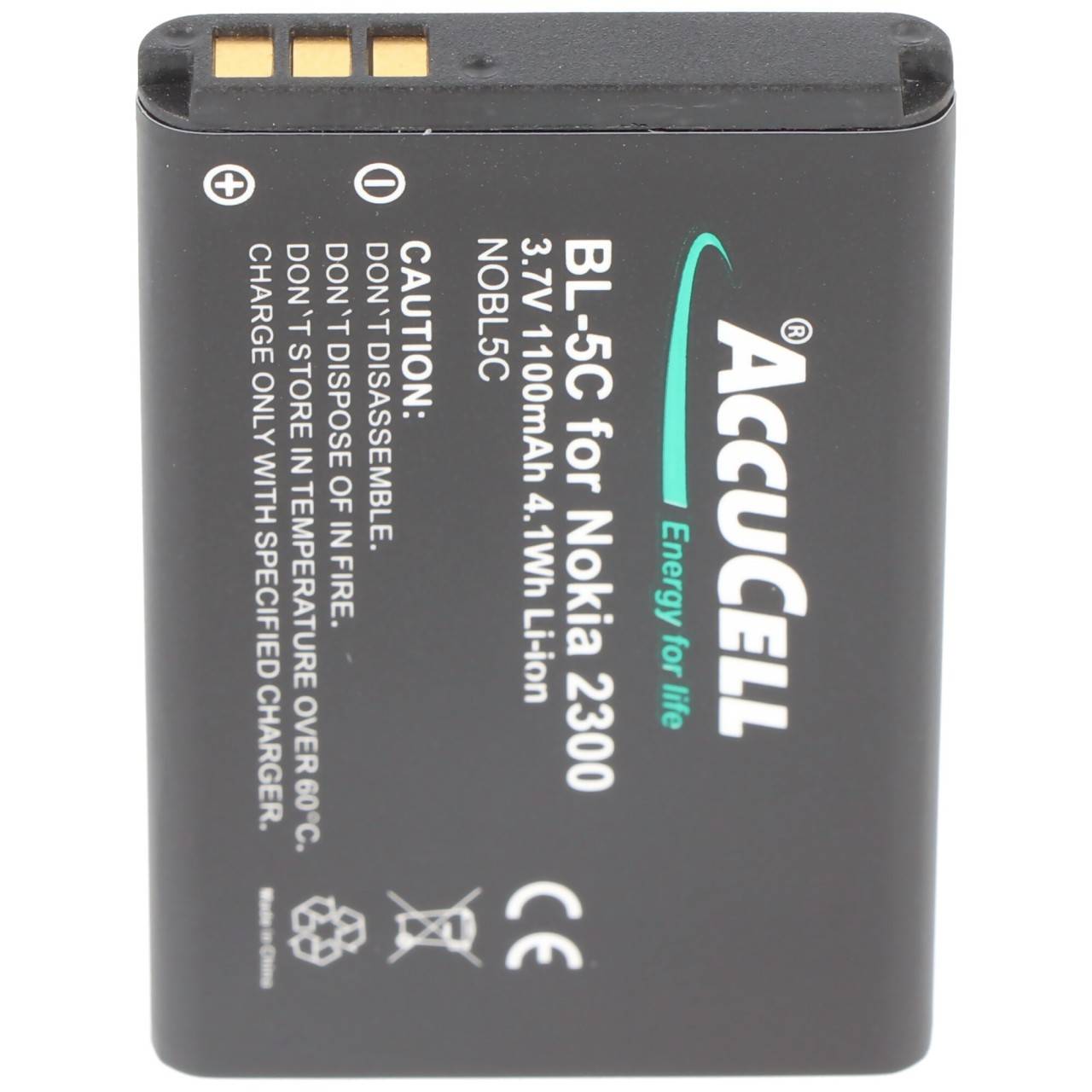 Akku passend für Nokia BL-5C, BL-5CA 3,7 Volt 1100mAh, BR-5C, BL-5CB, BL-5CA, NKBF01, BL-5C, LN-4C-1
