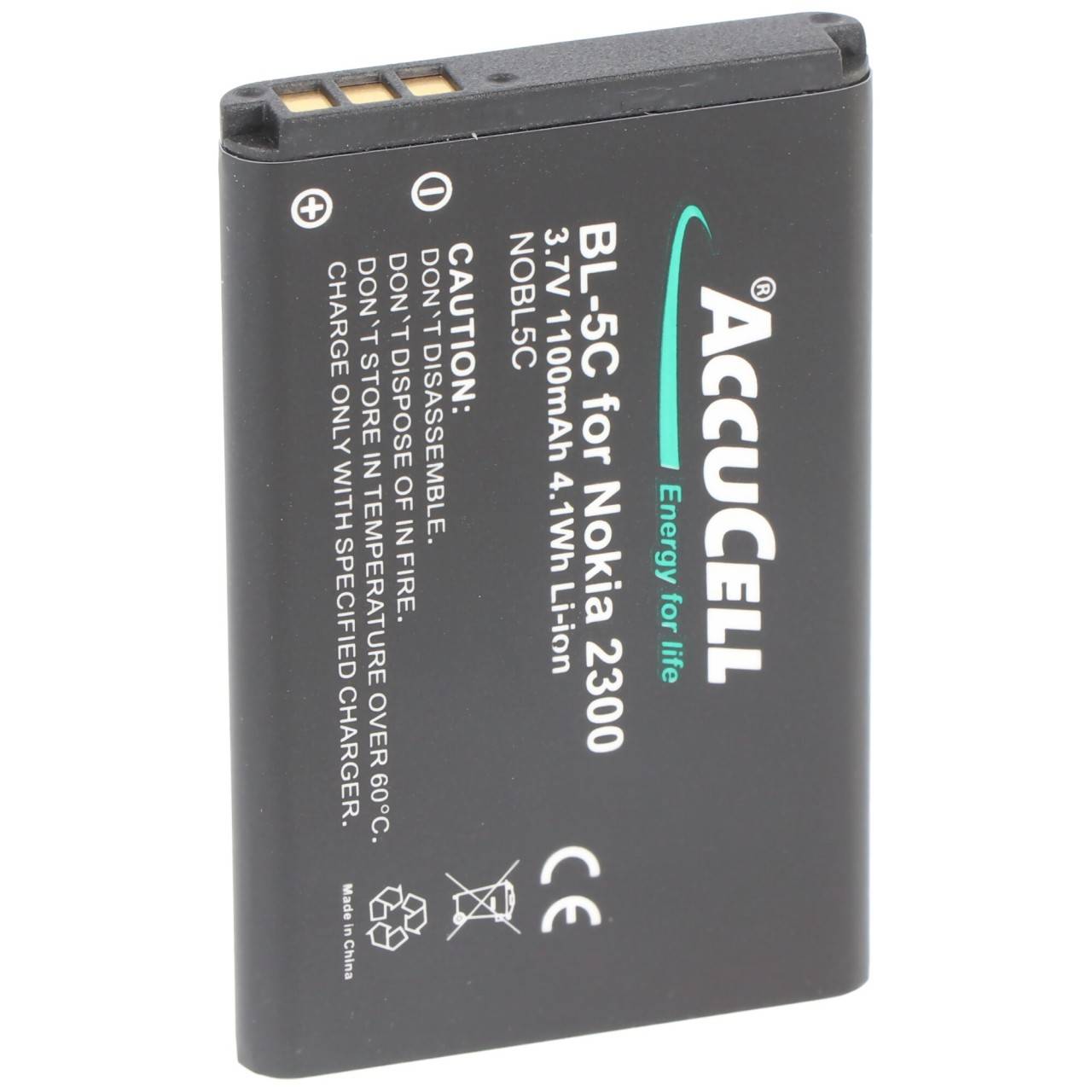 Akku passend für Nokia BL-5C, BL-5CA 3,7 Volt 1100mAh, BR-5C, BL-5CB, BL-5CA, NKBF01, BL-5C, LN-4C-3